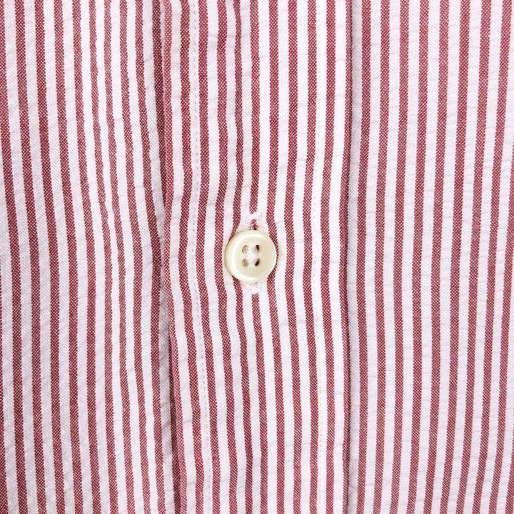 Ralph Lauren CLASSIC FIT Classic Fit Seersucker Short Sleeve Button Down Striped Shirt Men's XL cotton red type Vintage Second Hand