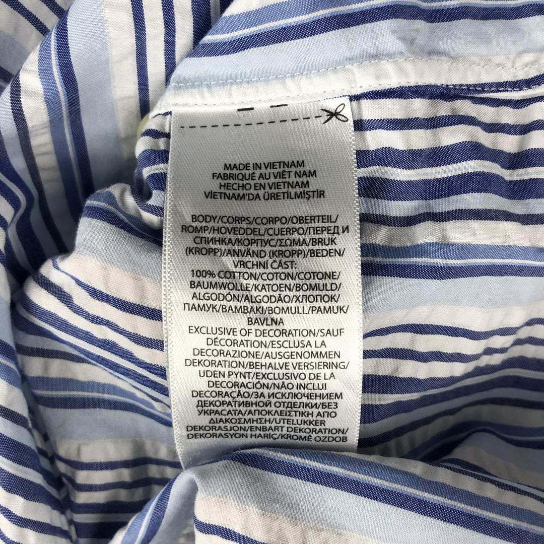 Ralph Lauren RL Untucked Fit Seersucker Multi-Stripe Short-Sleeve Button-Down Striped Shirt, Men's Size XL (approx.) cotton blue type Vintage Second Hand