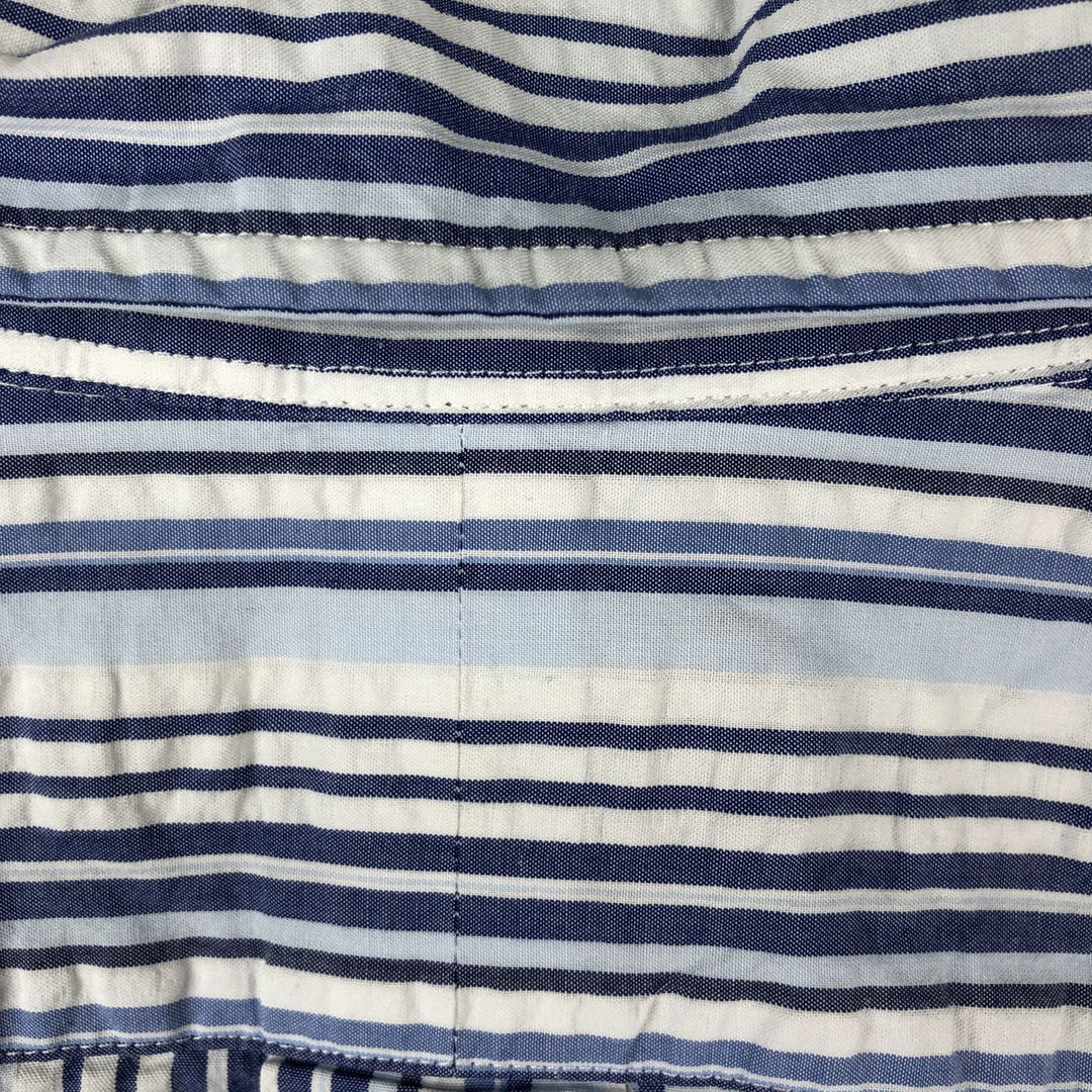 Ralph Lauren RL Untucked Fit Seersucker Multi-Stripe Short-Sleeve Button-Down Striped Shirt, Men's Size XL (approx.) cotton blue type Vintage Second Hand