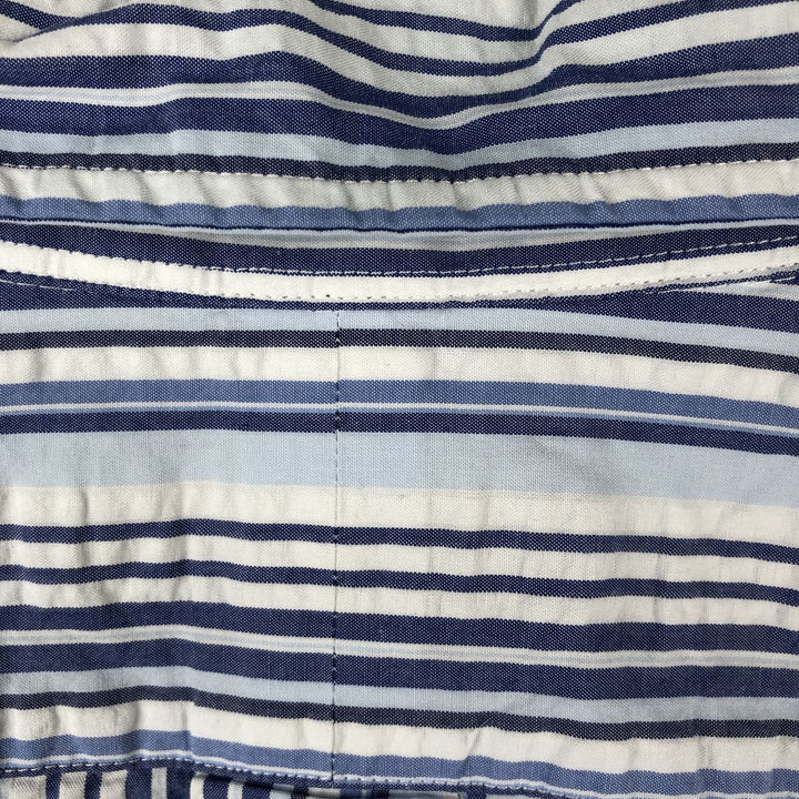 Ralph Lauren RL Untucked Fit Seersucker Multi-Stripe Short-Sleeve Button-Down Striped Shirt, Men's Size XL (approx.) cotton blue type Vintage Second Hand