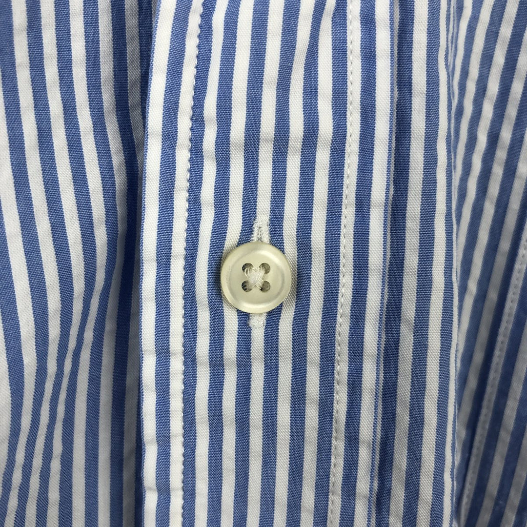 Ralph Lauren SEERSUCKER Short-Sleeve Button-Down Striped Shirt, Men's Size L (approx.) cotton blue type Vintage Second Hand