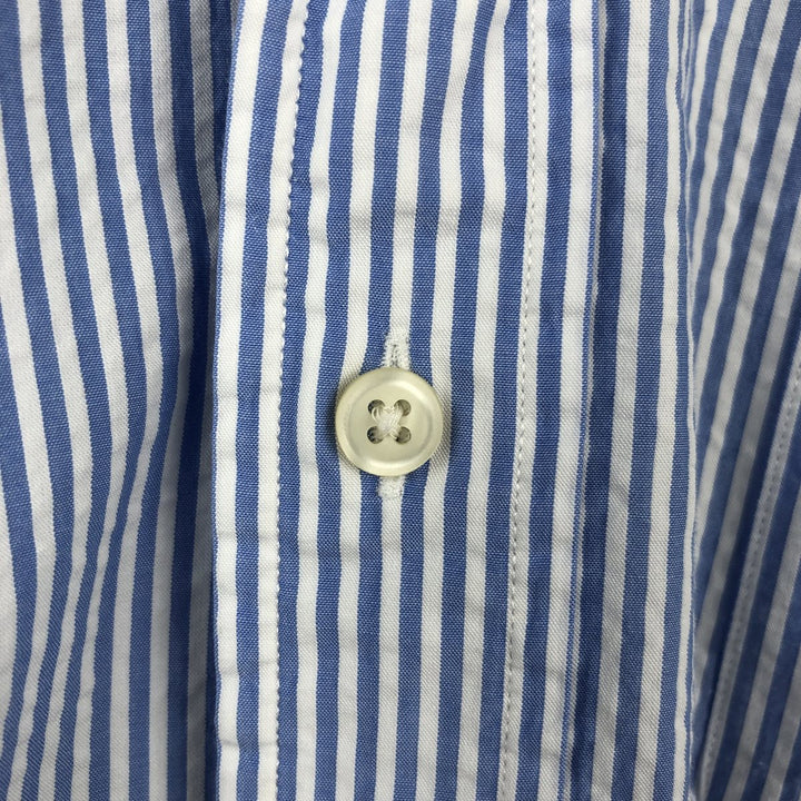Ralph Lauren SEERSUCKER Short-Sleeve Button-Down Striped Shirt, Men's Size L (approx.) cotton blue type Vintage Second Hand