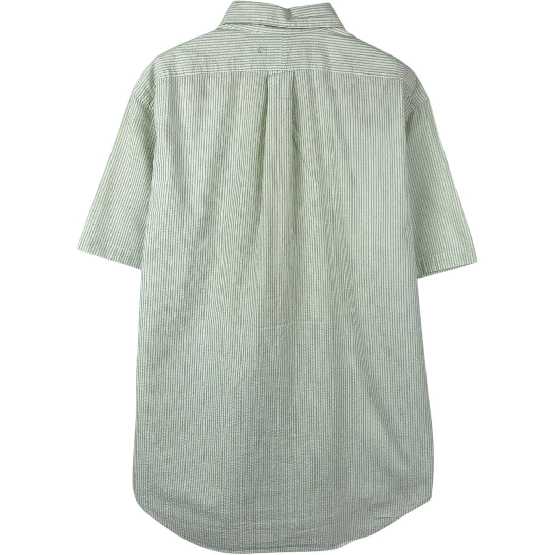 Ralph Lauren Classic Fit Seersucker Short Sleeve Button Down Striped Shirt Men's M cotton green type Vintage Second Hand