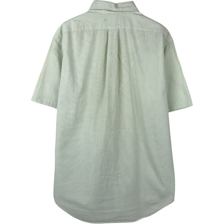 Ralph Lauren Classic Fit Seersucker Short Sleeve Button Down Striped Shirt Men's M cotton green type Vintage Second Hand