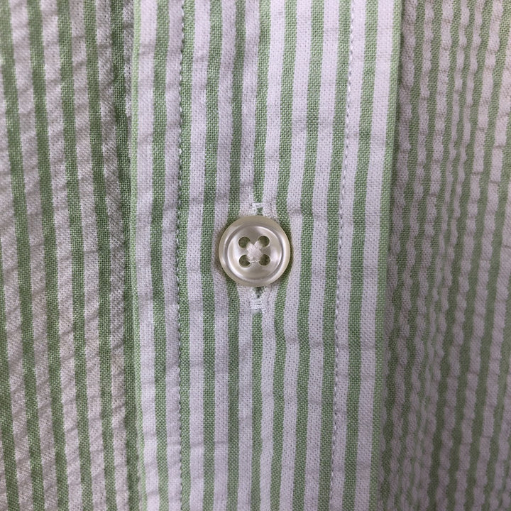 Ralph Lauren Classic Fit Seersucker Short Sleeve Button Down Striped Shirt Men's M cotton green type Vintage Second Hand
