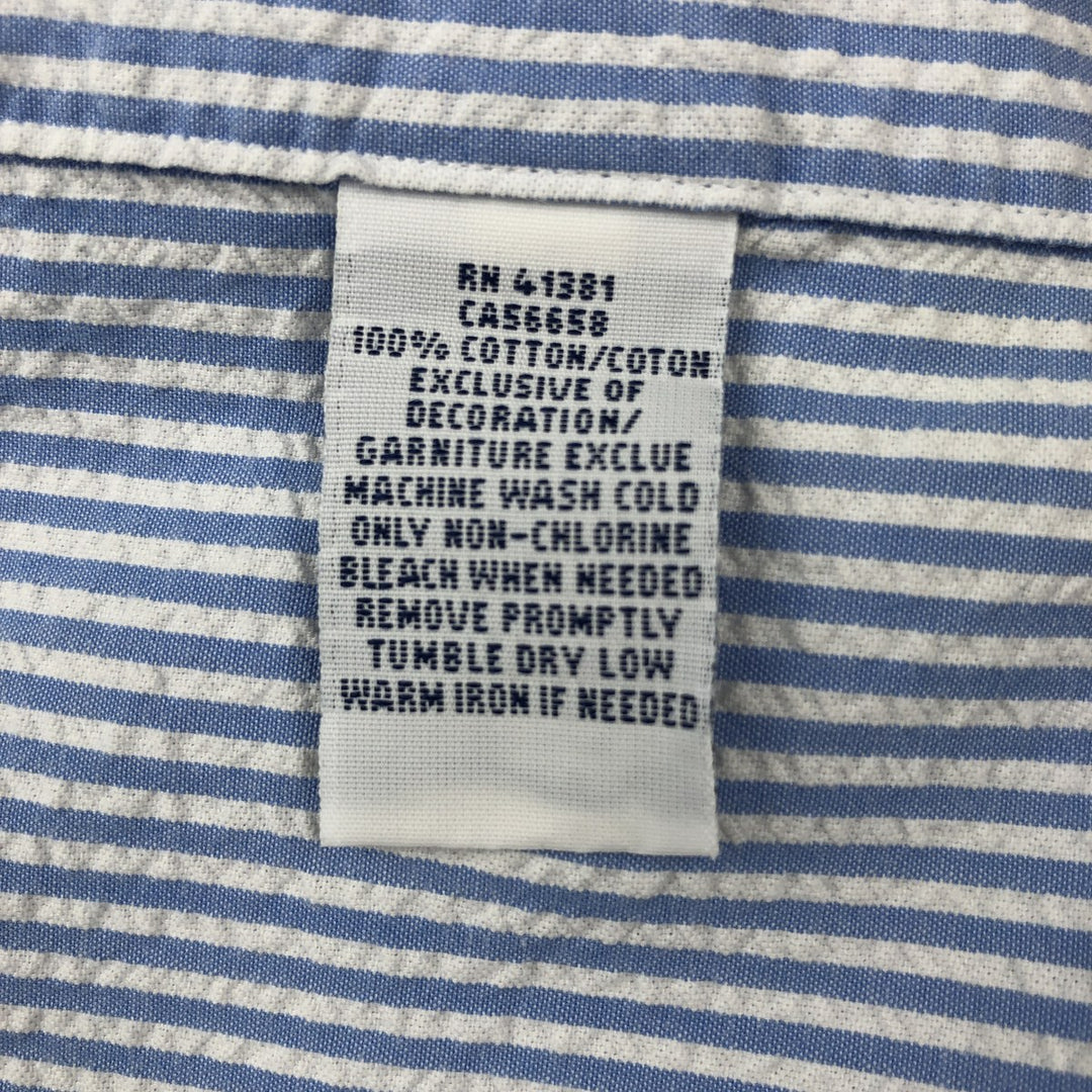 Ralph Lauren Seersucker Short Sleeve Button-Down Striped Shirt Men's XL cotton Blue type light blue Vintage Second Hand
