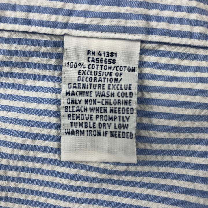 Ralph Lauren Seersucker Short Sleeve Button-Down Striped Shirt Men's XL cotton Blue type light blue Vintage Second Hand