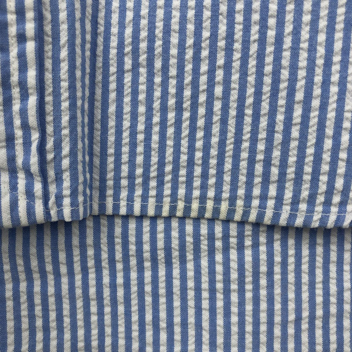 Ralph Lauren Seersucker Short Sleeve Button-Down Striped Shirt Men's XL cotton Blue type light blue Vintage Second Hand