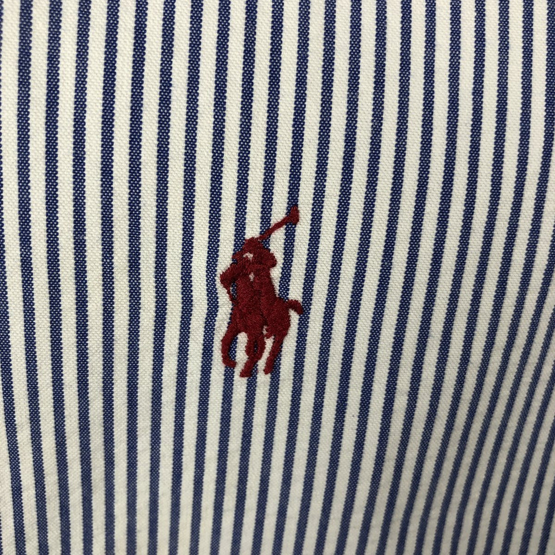 Ralph Lauren CLASSIC FIT Seersucker Stripe Pattern Short-Sleeve Button-Down Stripe Shirt, Men's Size M (approx.) cotton blue type Vintage Second Hand