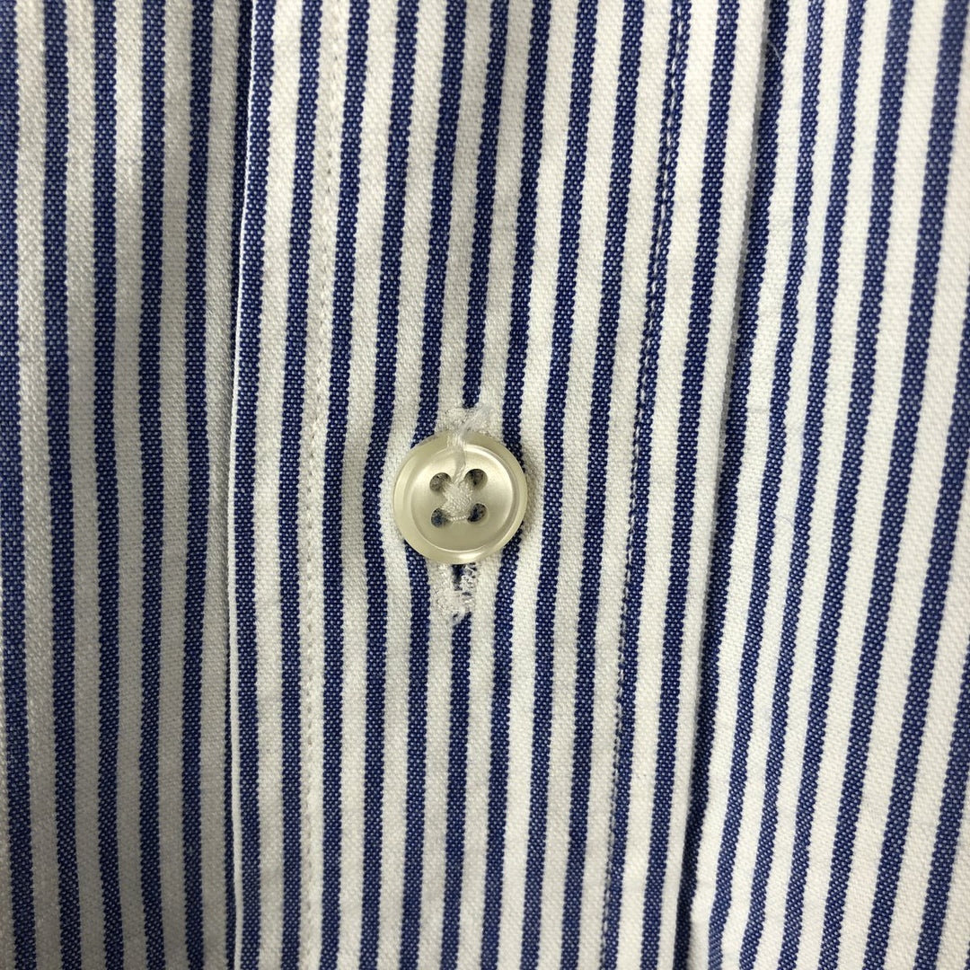 Ralph Lauren CLASSIC FIT Seersucker Stripe Pattern Short-Sleeve Button-Down Stripe Shirt, Men's Size M (approx.) cotton blue type Vintage Second Hand