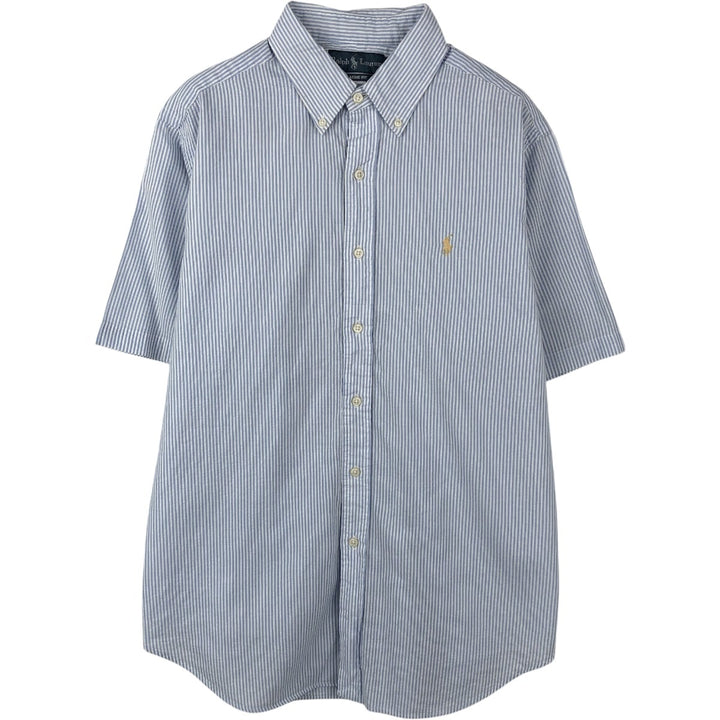 Ralph Lauren Classic Fit Seersucker Short Sleeve Button Down Striped Shirt Men's Size L cotton Blue type light blue Vintage Second Hand