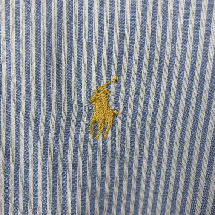 Ralph Lauren Classic Fit Seersucker Short Sleeve Button Down Striped Shirt Men's Size L cotton Blue type light blue Vintage Second Hand