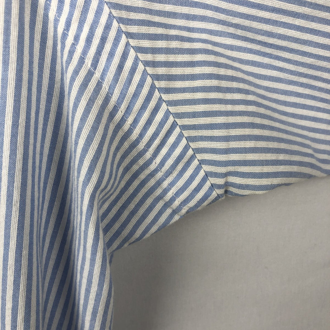 Ralph Lauren Classic Fit Seersucker Short Sleeve Button Down Striped Shirt Men's Size L cotton Blue type light blue Vintage Second Hand