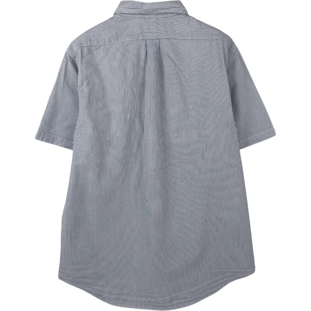 Ralph Lauren Seersucker Short Sleeve Button-Down Striped Shirt, Men's Size L cotton blue type Vintage Second Hand
