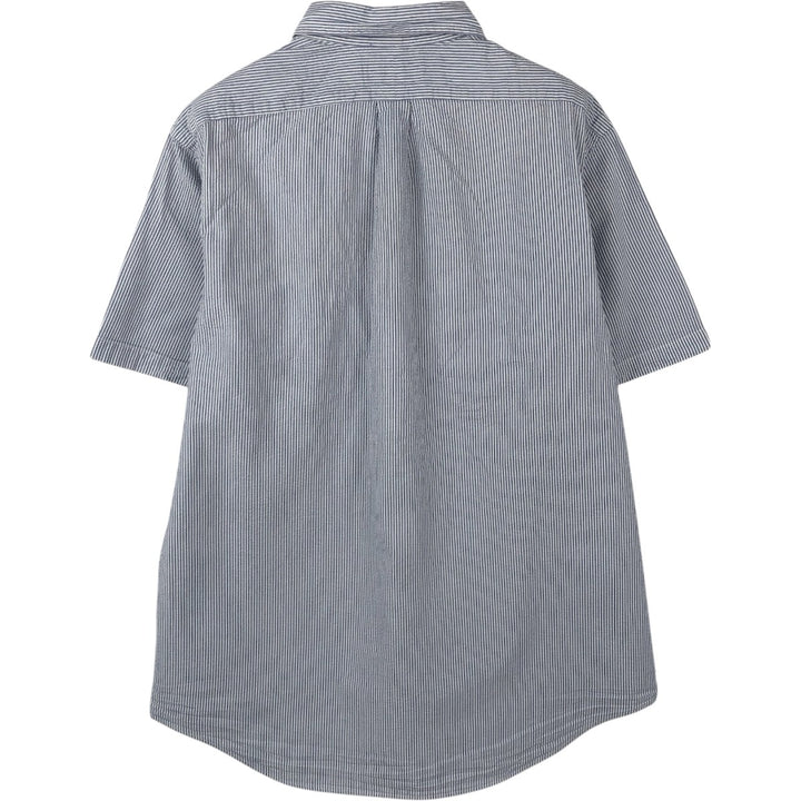 Ralph Lauren Seersucker Short Sleeve Button-Down Striped Shirt, Men's Size L cotton blue type Vintage Second Hand