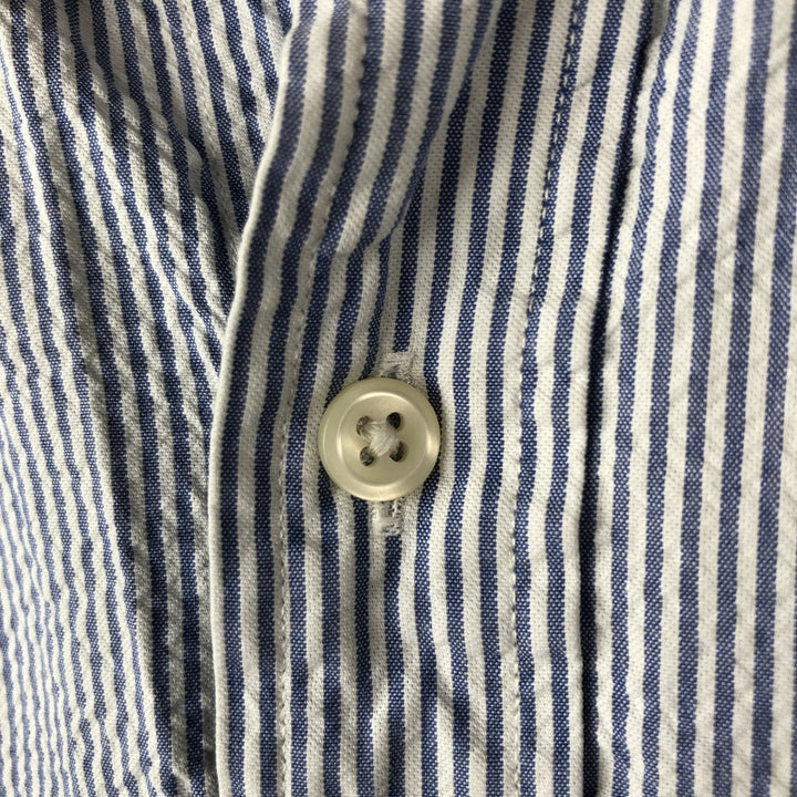 Ralph Lauren Seersucker Short Sleeve Button-Down Striped Shirt, Men's Size L cotton blue type Vintage Second Hand