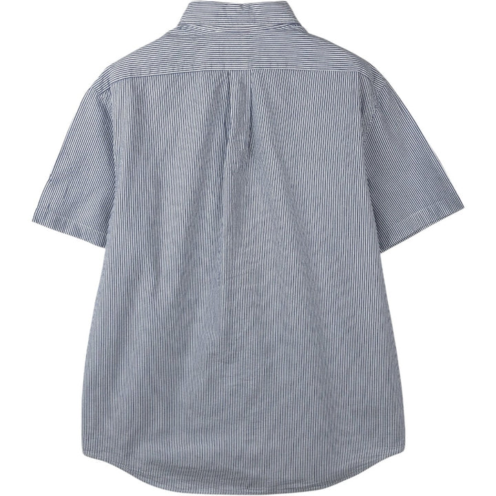 Ralph Lauren CLASSIC FIT Short-Sleeve Button-Down Striped Shirt, Men's Size L (Equivalent), Seersucker cotton blue type Vintage Second Hand