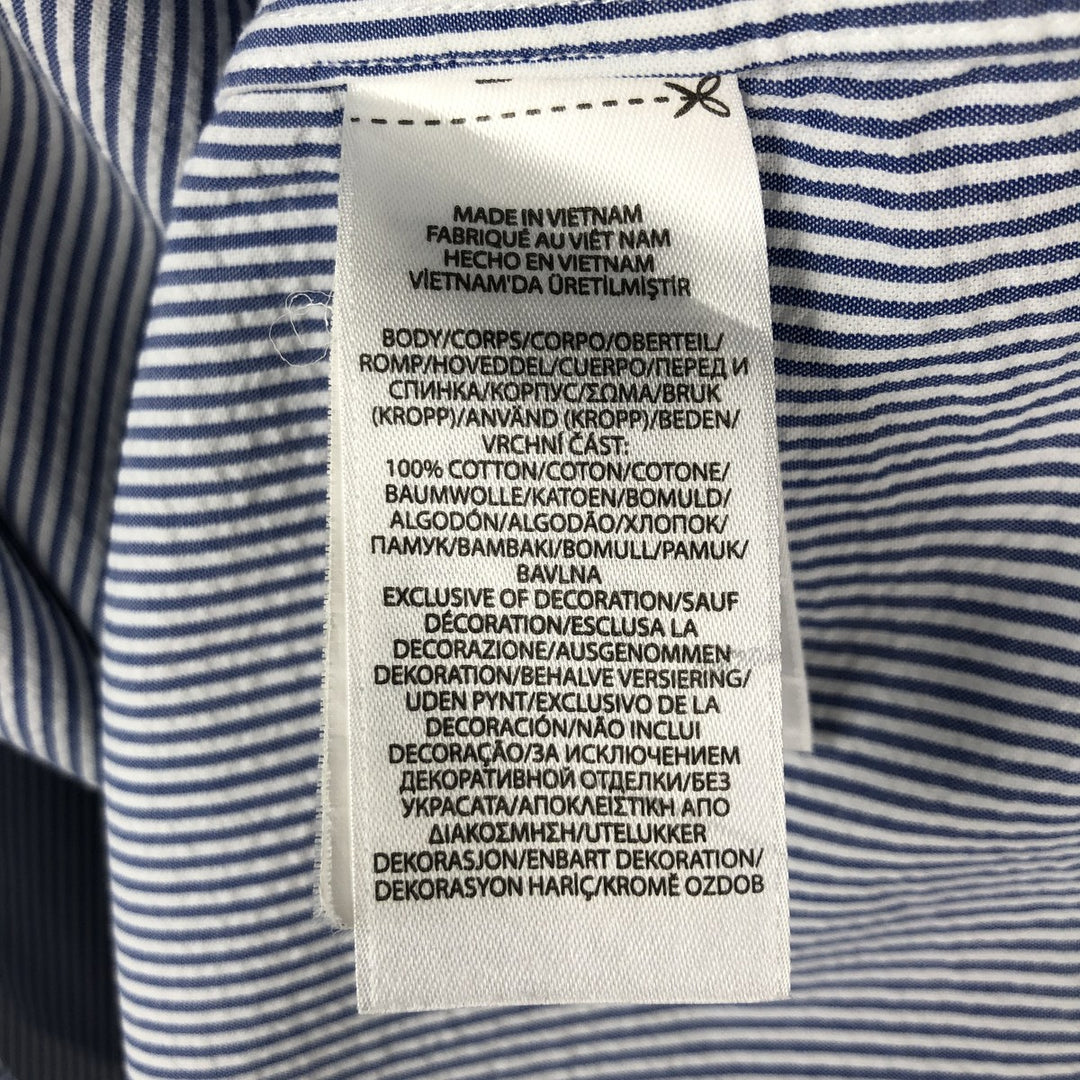 Ralph Lauren CLASSIC FIT Short-Sleeve Button-Down Striped Shirt, Men's Size L (Equivalent), Seersucker cotton blue type Vintage Second Hand