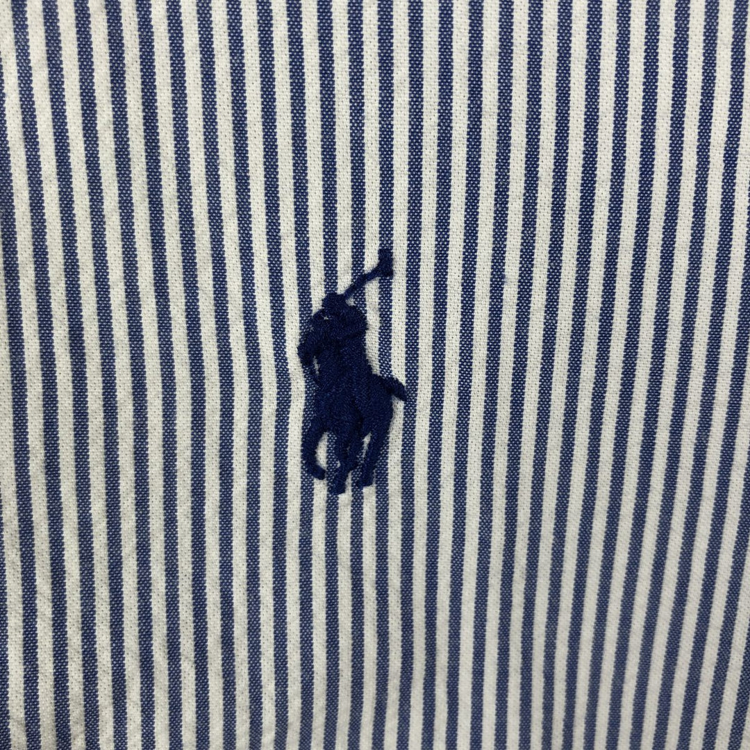Ralph Lauren CLASSIC FIT Short-Sleeve Button-Down Striped Shirt, Men's Size L (Equivalent), Seersucker cotton blue type Vintage Second Hand