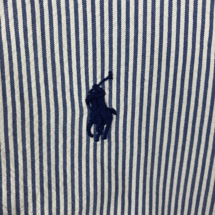 Ralph Lauren CLASSIC FIT Short-Sleeve Button-Down Striped Shirt, Men's Size L (Equivalent), Seersucker cotton blue type Vintage Second Hand