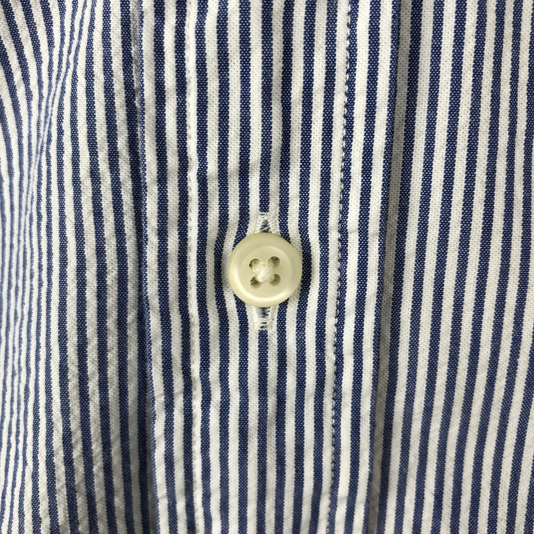 Ralph Lauren CLASSIC FIT Short-Sleeve Button-Down Striped Shirt, Men's Size L (Equivalent), Seersucker cotton blue type Vintage Second Hand