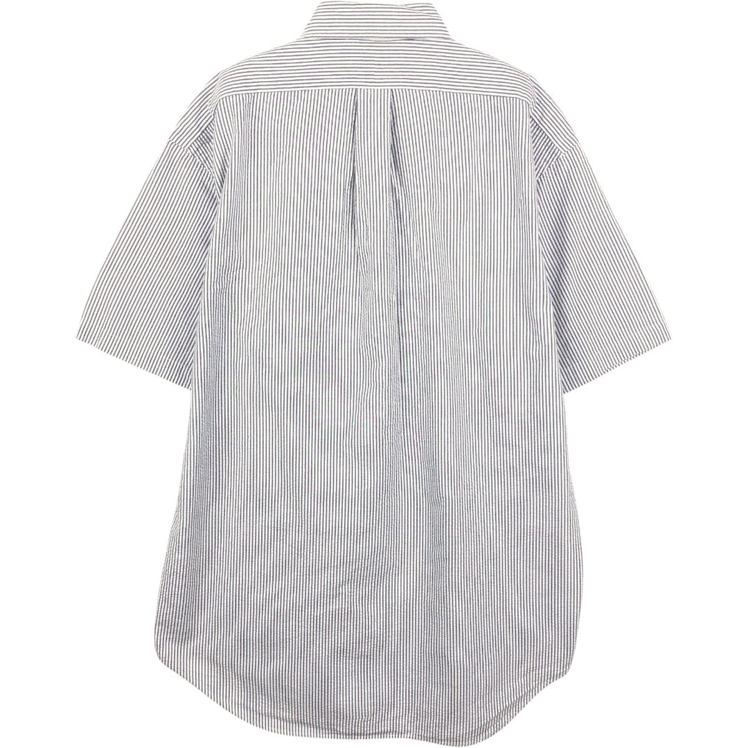 Ralph Lauren BLAKE Seersucker Short Sleeve Button-Down Striped Shirt, Men's M cotton gray type Vintage Second Hand