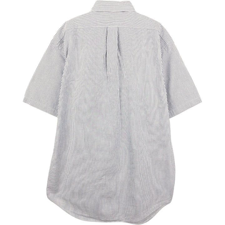 Ralph Lauren BLAKE Seersucker Short Sleeve Button-Down Striped Shirt, Men's M cotton gray type Vintage Second Hand