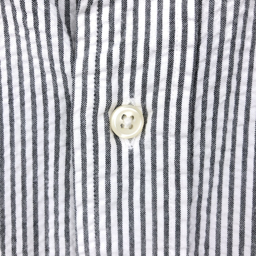 Ralph Lauren BLAKE Seersucker Short Sleeve Button-Down Striped Shirt, Men's M cotton gray type Vintage Second Hand