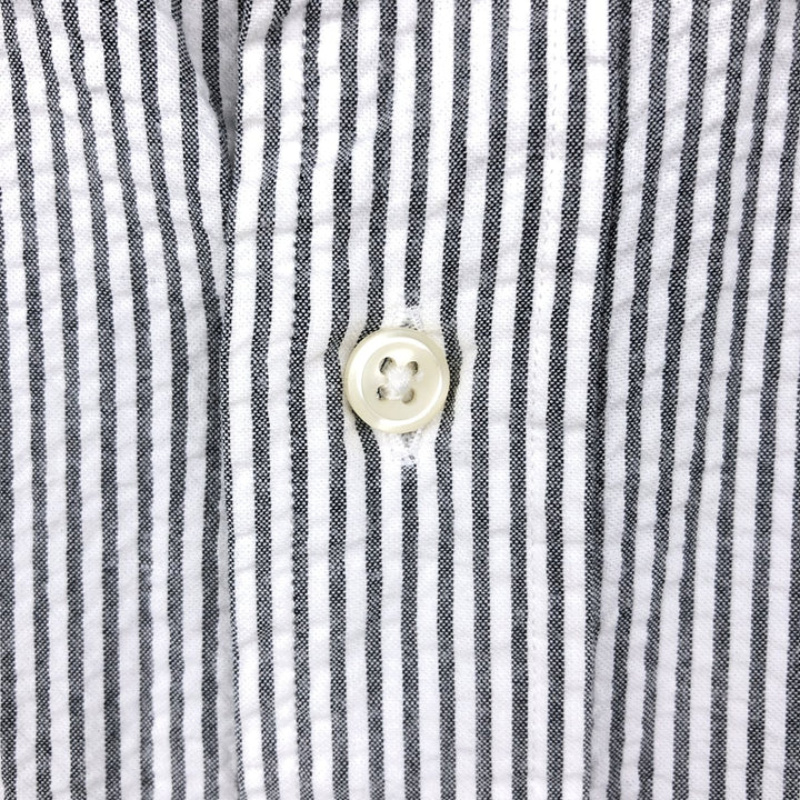 Ralph Lauren BLAKE Seersucker Short Sleeve Button-Down Striped Shirt, Men's M cotton gray type Vintage Second Hand