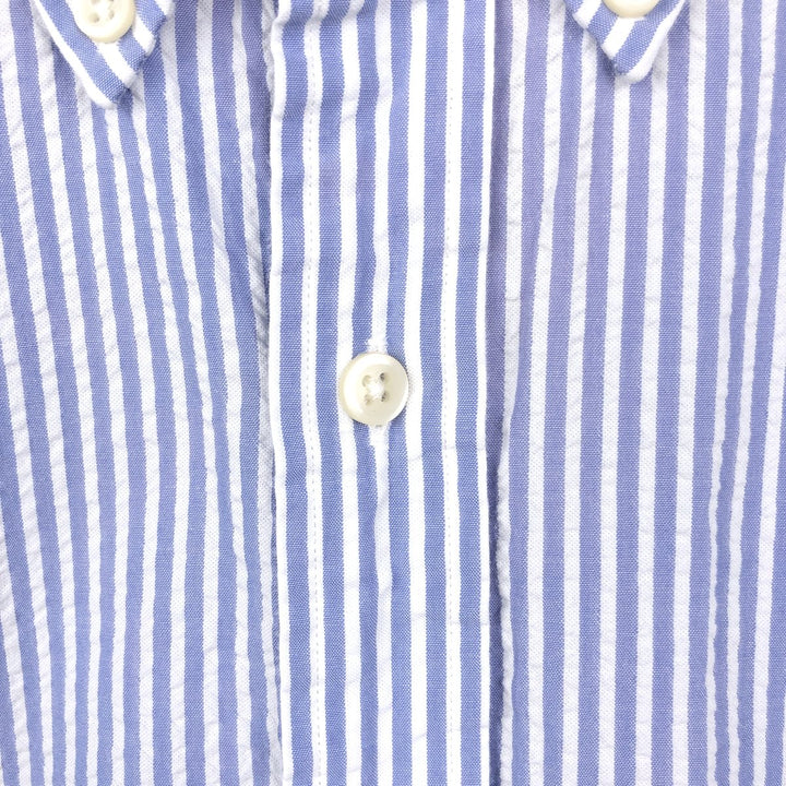Ralph Lauren Seersucker Short Sleeve Button-Down Striped Shirt Men's XL cotton navy blue type Vintage Second Hand