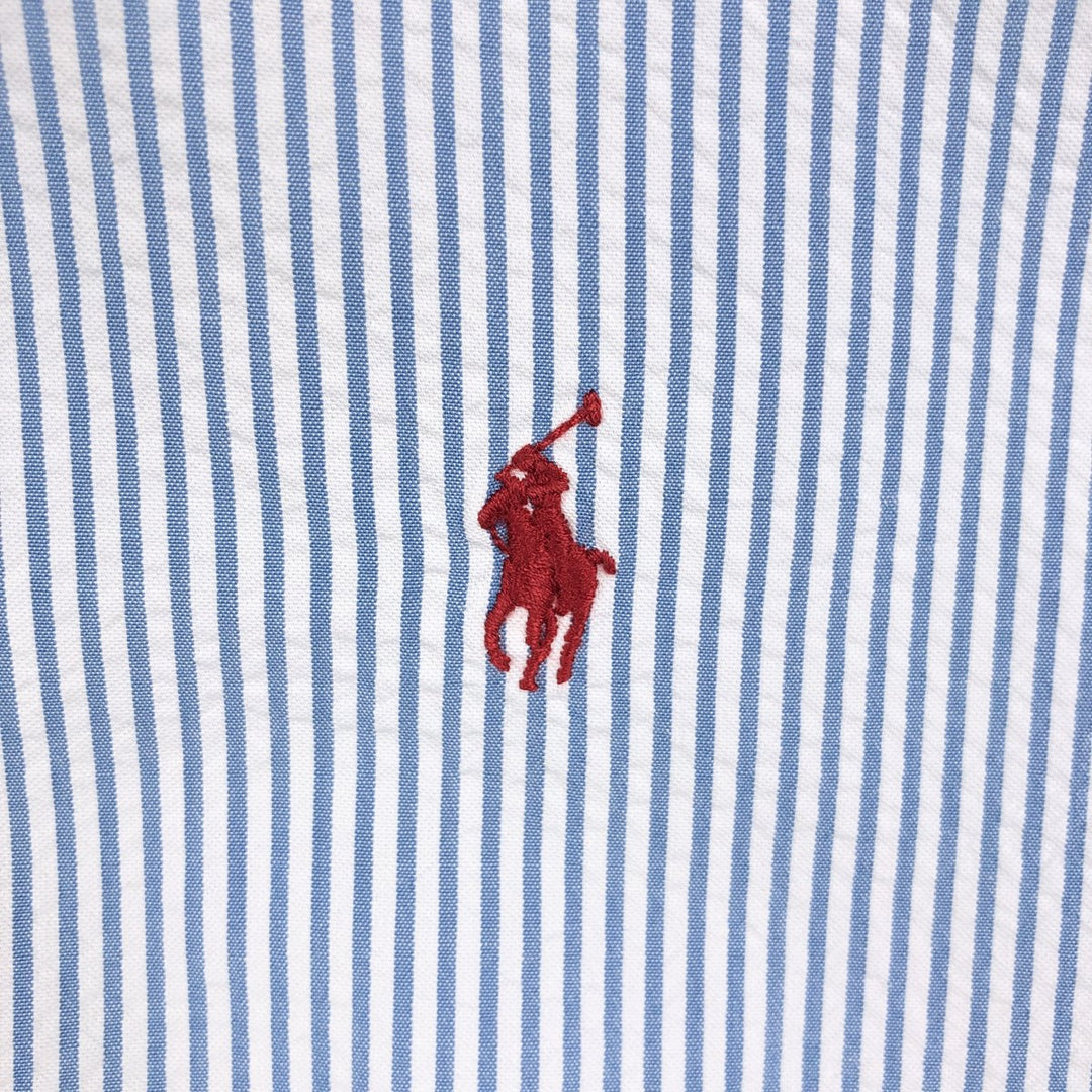 Ralph Lauren CLASSIC FIT Classic Fit Seersucker Short Sleeve Button Down Striped Shirt Men's L cotton blue type Vintage Second Hand