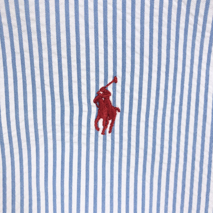 Ralph Lauren CLASSIC FIT Classic Fit Seersucker Short Sleeve Button Down Striped Shirt Men's L cotton blue type Vintage Second Hand