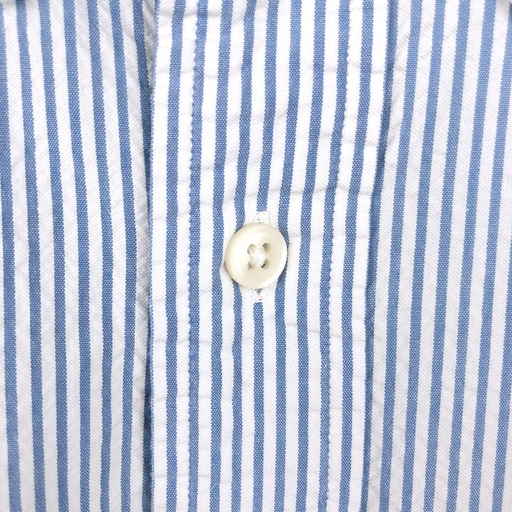 Ralph Lauren CLASSIC FIT Classic Fit Seersucker Short Sleeve Button Down Striped Shirt Men's L cotton blue type Vintage Second Hand