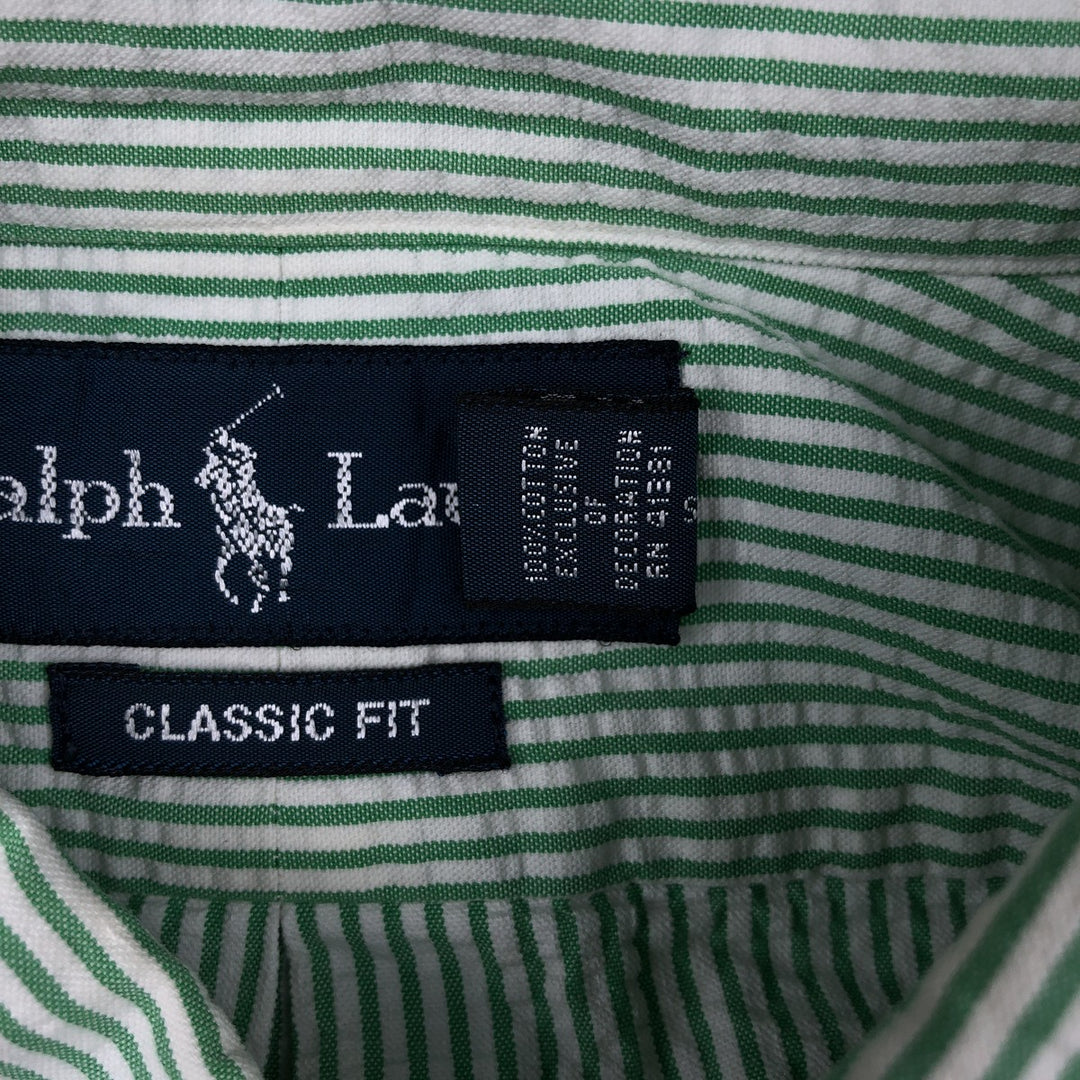 Ralph Lauren CLASSIC FIT Classic Fit Seersucker Short Sleeve Button Down Striped Shirt Men's L cotton green type Vintage Second Hand