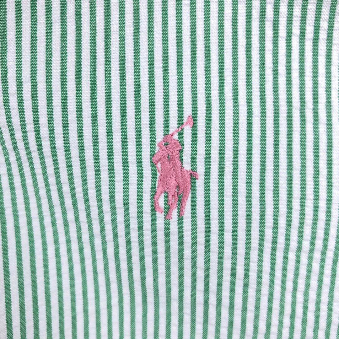 Ralph Lauren CLASSIC FIT Classic Fit Seersucker Short Sleeve Button Down Striped Shirt Men's L cotton green type Vintage Second Hand