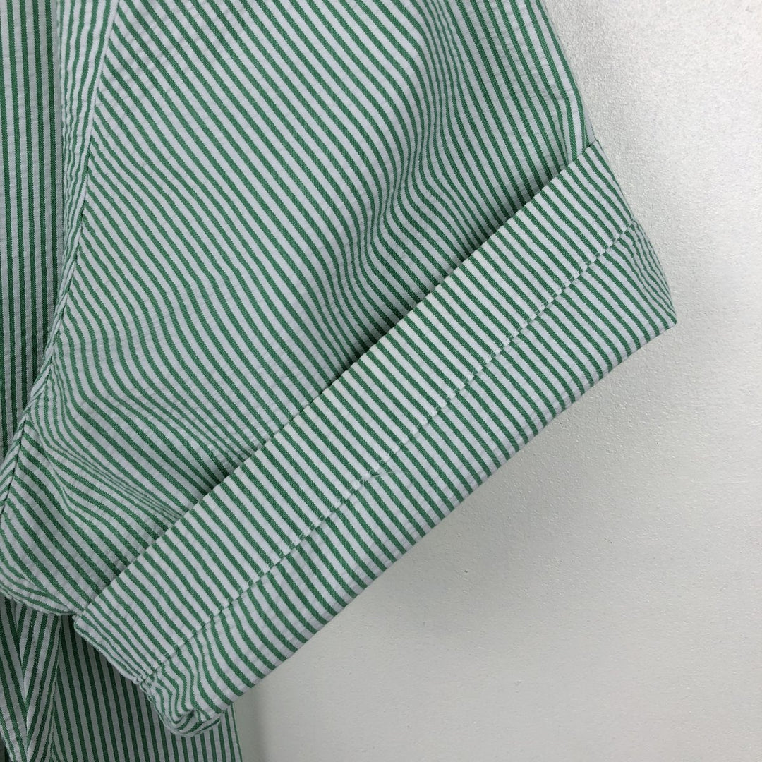 Ralph Lauren CLASSIC FIT Classic Fit Seersucker Short Sleeve Button Down Striped Shirt Men's L cotton green type Vintage Second Hand