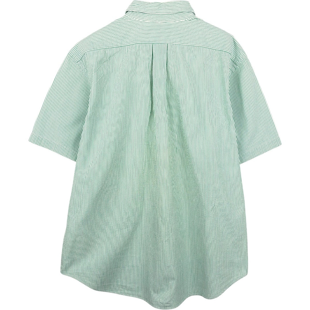 Ralph Lauren CLASSIC FIT Classic Fit Seersucker Short Sleeve Button Down Striped Shirt Men's XL cotton green type Vintage Second Hand