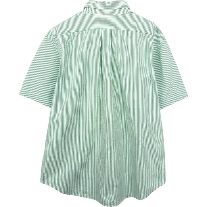 Ralph Lauren CLASSIC FIT Classic Fit Seersucker Short Sleeve Button Down Striped Shirt Men's XL cotton green type Vintage Second Hand