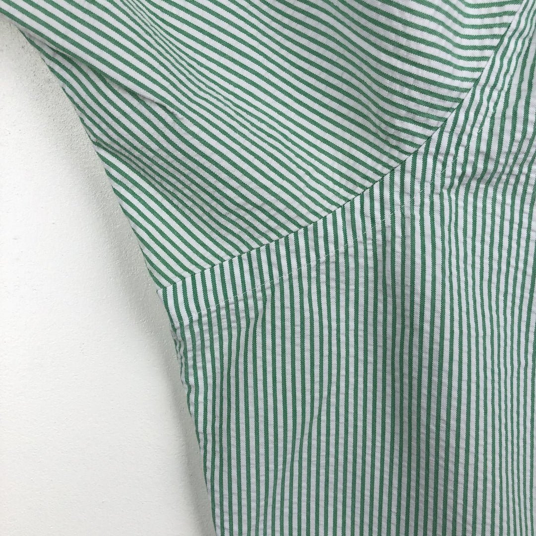 Ralph Lauren CLASSIC FIT Classic Fit Seersucker Short Sleeve Button Down Striped Shirt Men's XL cotton green type Vintage Second Hand