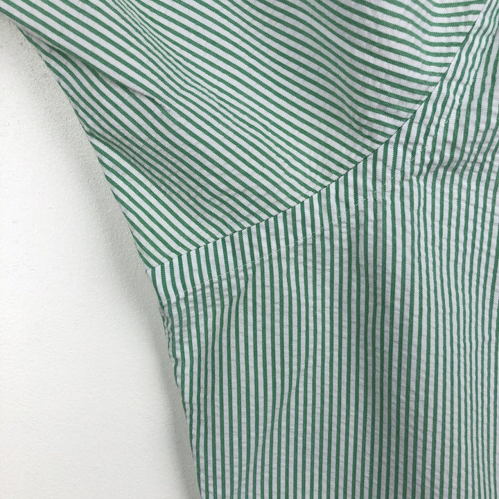 Ralph Lauren CLASSIC FIT Classic Fit Seersucker Short Sleeve Button Down Striped Shirt Men's XL cotton green type Vintage Second Hand