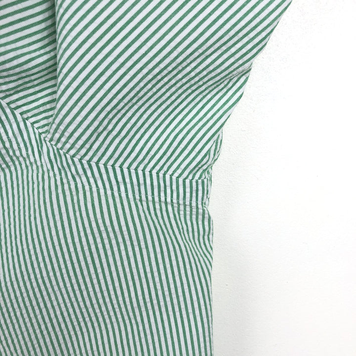 Ralph Lauren CLASSIC FIT Classic Fit Seersucker Short Sleeve Button Down Striped Shirt Men's XL cotton green type Vintage Second Hand