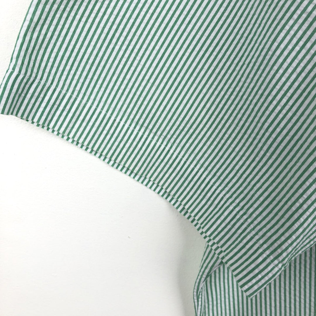 Ralph Lauren CLASSIC FIT Classic Fit Seersucker Short Sleeve Button Down Striped Shirt Men's XL cotton green type Vintage Second Hand