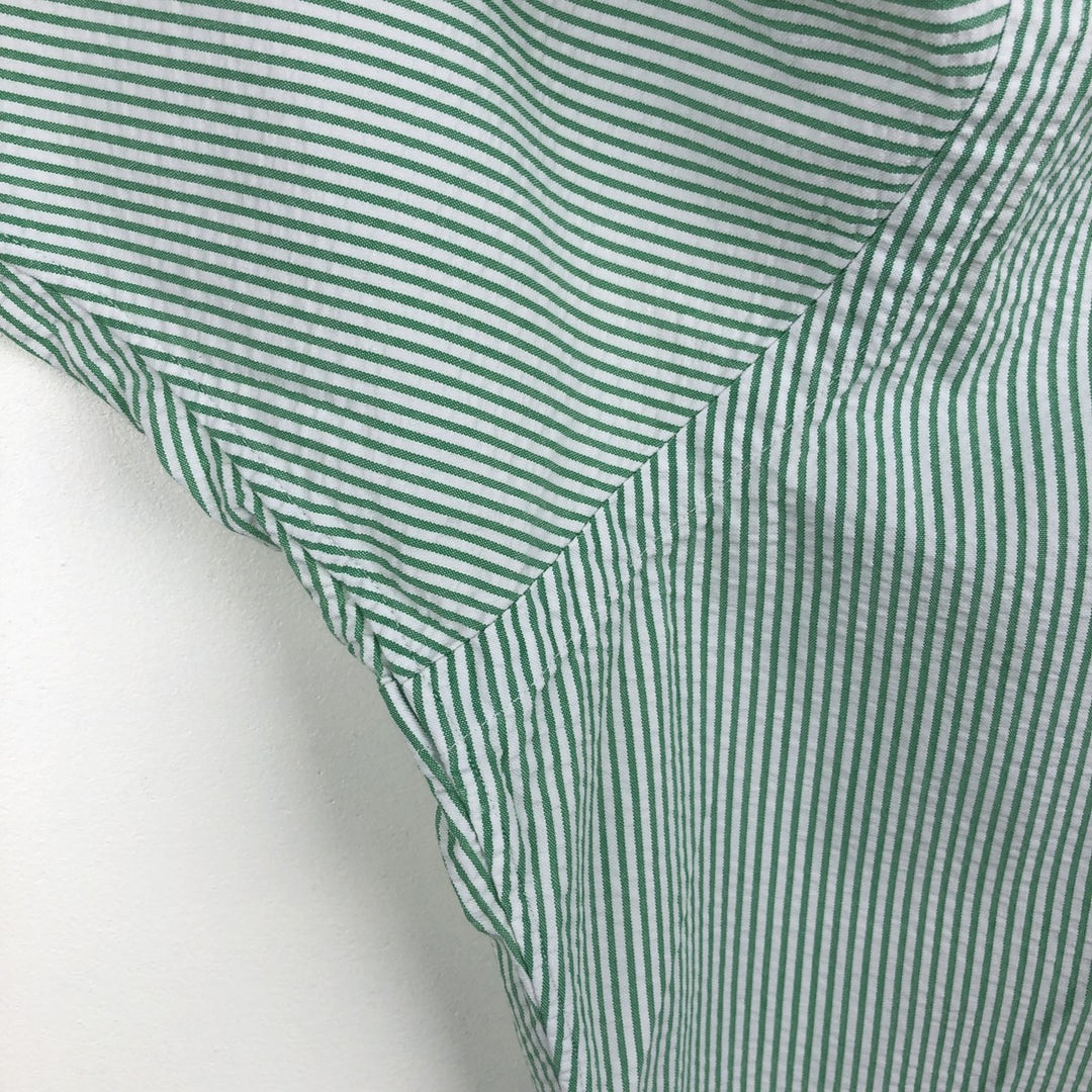 Ralph Lauren CLASSIC FIT Classic Fit Seersucker Short Sleeve Button Down Striped Shirt Men's XL cotton green type Vintage Second Hand