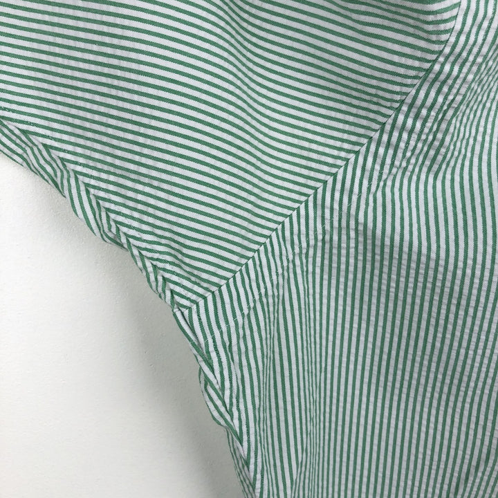 Ralph Lauren CLASSIC FIT Classic Fit Seersucker Short Sleeve Button Down Striped Shirt Men's XL cotton green type Vintage Second Hand
