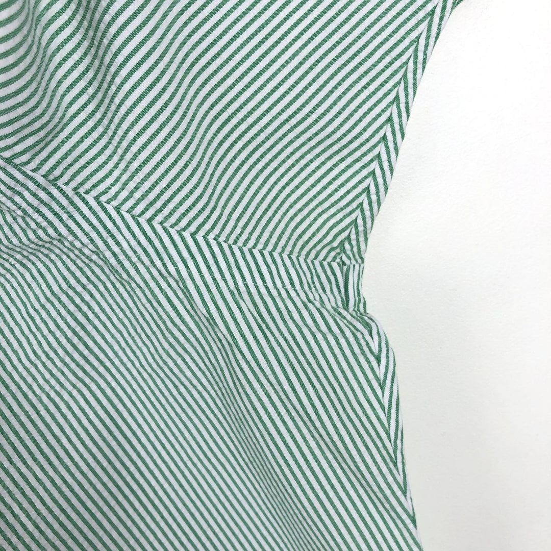 Ralph Lauren CLASSIC FIT Classic Fit Seersucker Short Sleeve Button Down Striped Shirt Men's XL cotton green type Vintage Second Hand