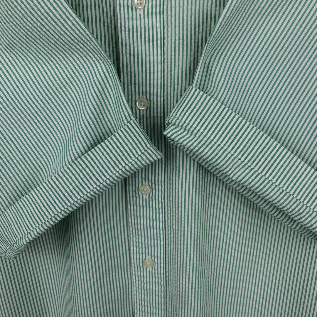 Ralph Lauren CLASSIC FIT Classic Fit Seersucker Short Sleeve Button Down Striped Shirt Men's XL cotton green type Vintage Second Hand
