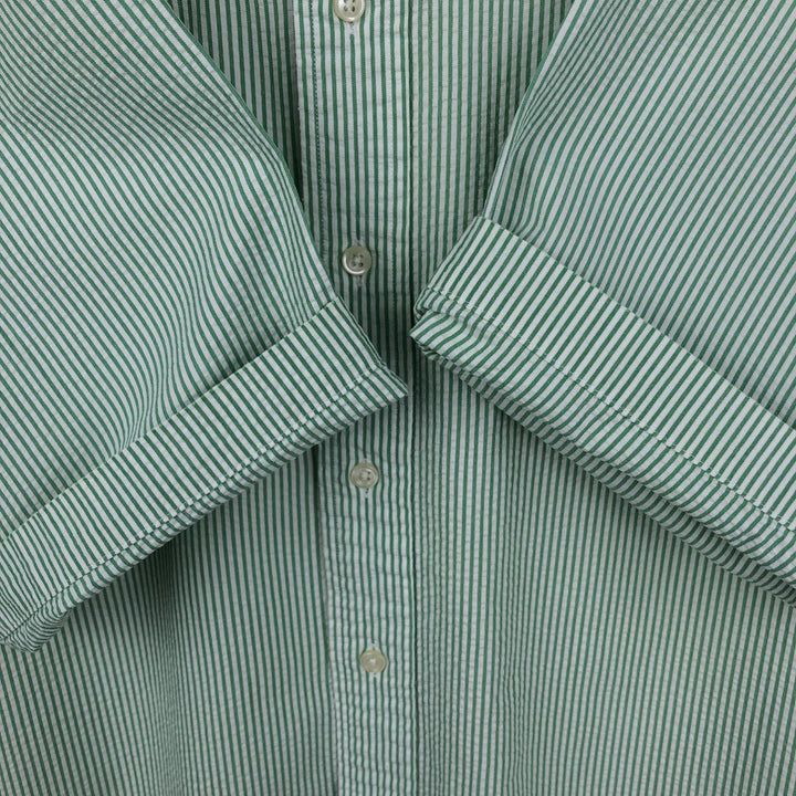 Ralph Lauren CLASSIC FIT Classic Fit Seersucker Short Sleeve Button Down Striped Shirt Men's XL cotton green type Vintage Second Hand