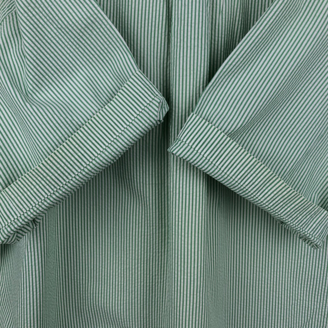 Ralph Lauren CLASSIC FIT Classic Fit Seersucker Short Sleeve Button Down Striped Shirt Men's XL cotton green type Vintage Second Hand