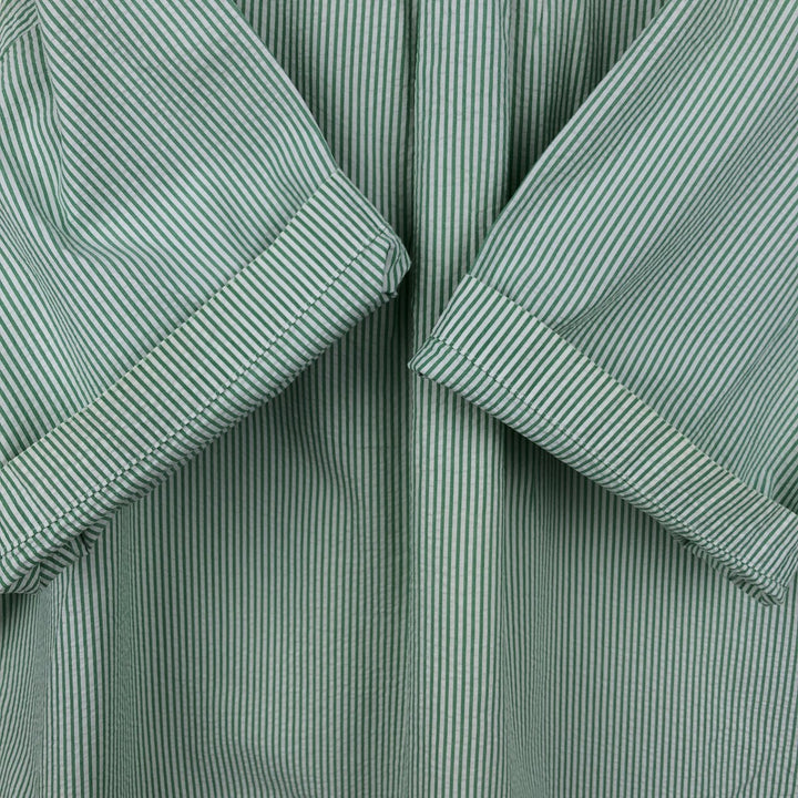 Ralph Lauren CLASSIC FIT Classic Fit Seersucker Short Sleeve Button Down Striped Shirt Men's XL cotton green type Vintage Second Hand