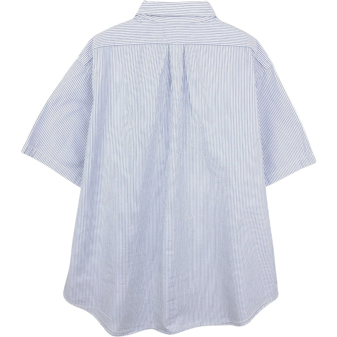 Ralph Lauren CLASSIC FIT Classic Fit Seersucker Short Sleeve Button Down Striped Shirt Men's XL cotton blue type Vintage Second Hand
